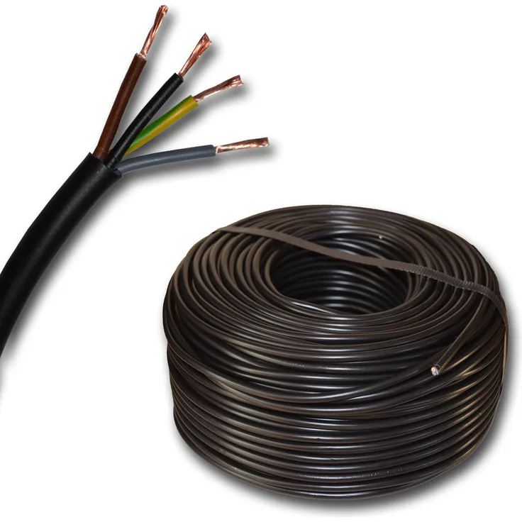 EBROM - 45 Meter Kunststoff Schlauchleitung rund LED Kabel Leitung Gerätekabel H03VV-F 4x0,75 mm² (mm2) - Farbe: SCHWARZ
