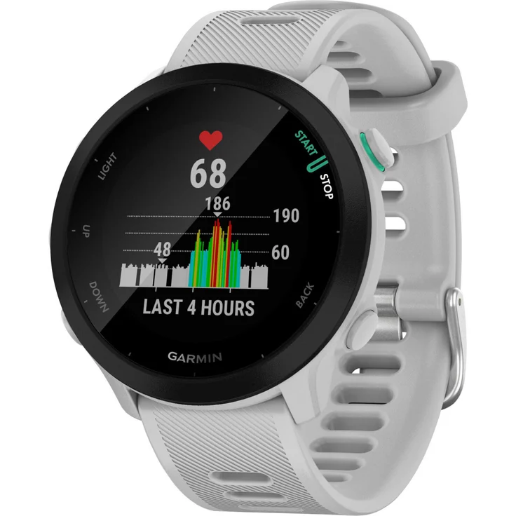 Garmin Forerunner 55 Smartwatch GPS, Unisex, 42mm, Silikonarmband, Schwarz/Steinweiß – Bild 2