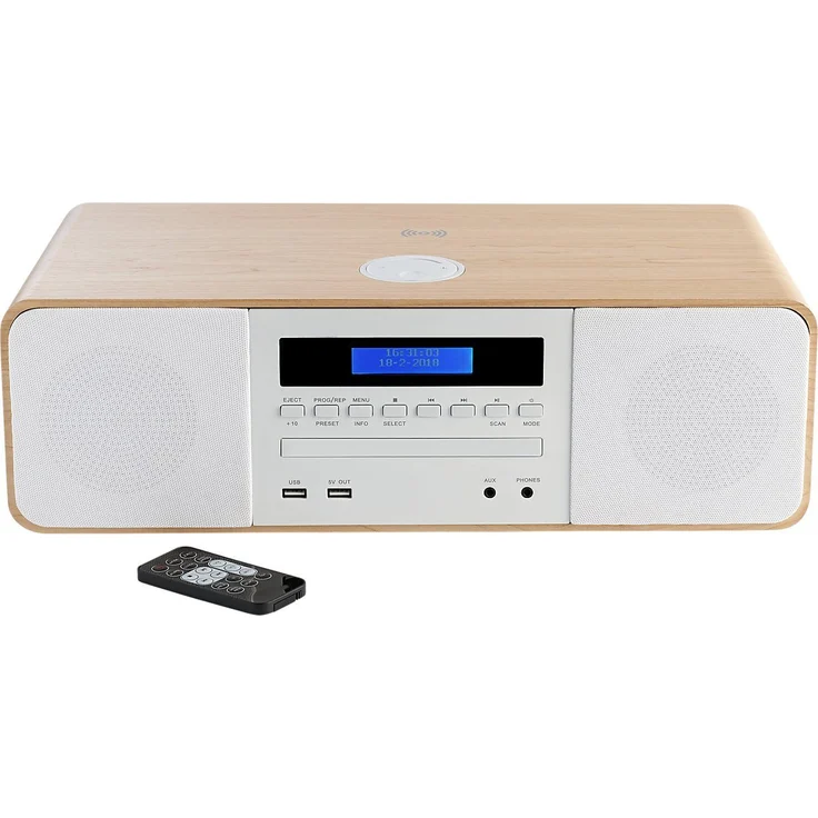 Thomson Micro Kompaktanlage MIC201BT Stereoanlage, Bluetooth, Radio, CD, MP3, USB, weiß, braun – Bild 1