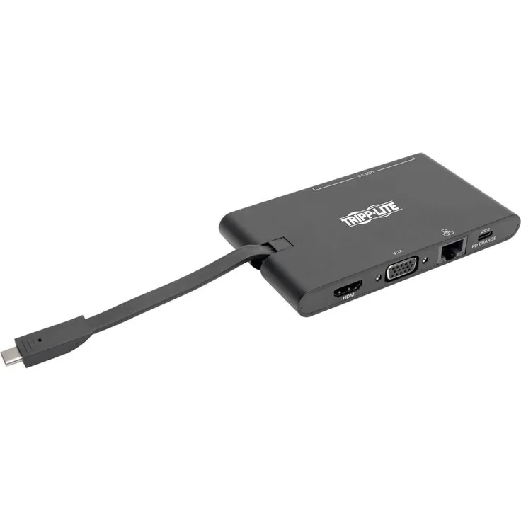Tripp Lite U442-DOCK3-B Premium USB-C-Laptop-Dockingstation, Typ C, HDMI, VGA, GbE, 4K bei 30 Hz, Thunderbolt 3 - USB-A, USB-C, PD-Aufladung, Schwarz