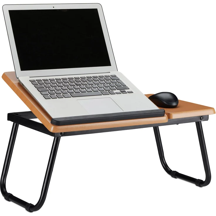 Relaxdays Laptoptisch neigbar, Notebookständer, klappbarer Betttisch, neigbar, HxBxT: 23,5 x 56,3 x 31,6 cm, MDF, natur – Bild 1