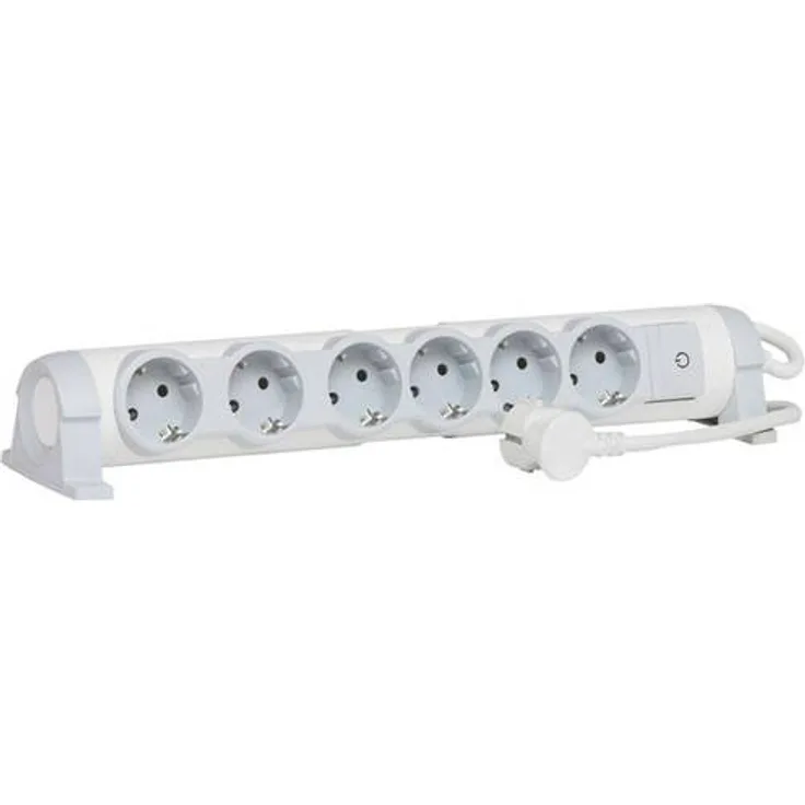 Legrand, drehbare Steckdosenleiste mit Kontroll-Schalter EIN-AUS und LED-Beleuchtung, 6 Steckdosen (6-fach), zur Befestigung an Wand und Tisch, 694636