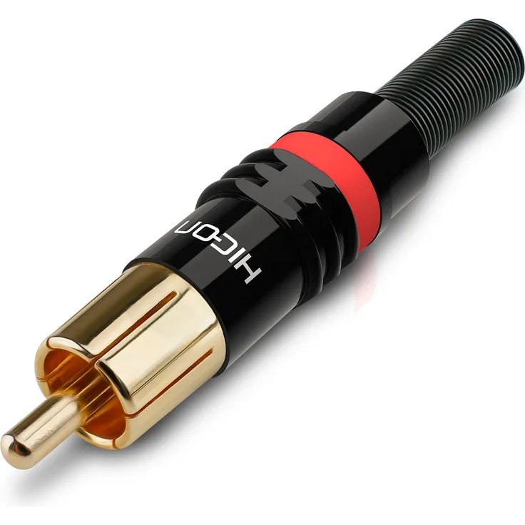 Hicon Cinch-Steckverbinder Stecker, gerade Polzahl: 2 schwarz, Rot 1 St.