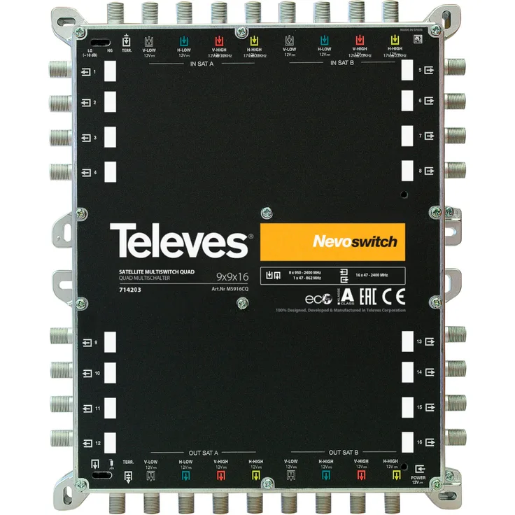 Televes Multischalter 9 in 16 Guß NEVO kaskadierb.m MS916NCQ, 714203