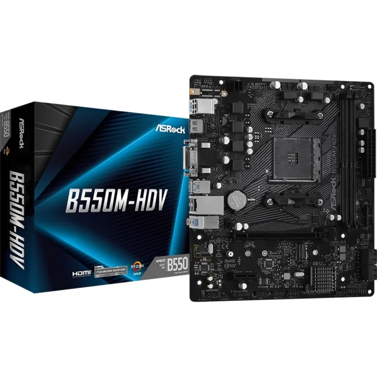 Asrock B550M-HDV - micro ATX, AMD B550, Sockel AM4, Dual-channel DDR4 (90-MXBDJ0-A0UAYZ)