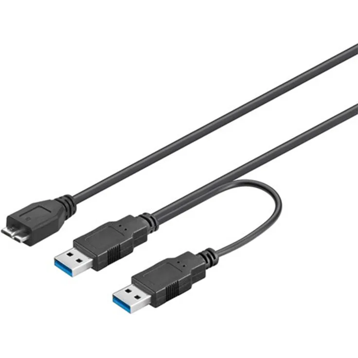 Wentronic goobay Dual Power - USB-Kabel - Micro-USB Type B (M) bis USB Type A (M) - USB3.0 - 30cm - rund - Schwarz (95746)