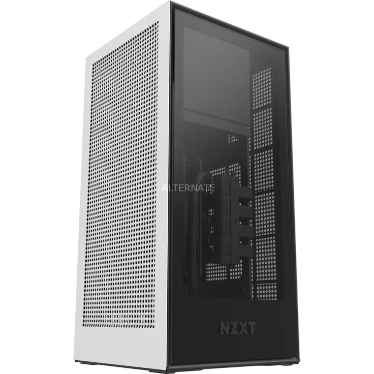 NZXT H1 - ITX-Gehäuse mit kleinem Formfaktor - Zweikammer-Luftstrom - Getönte Frontplatte aus gehärtetem Glas - Integriertes 650-W-Netzteil mit 80+ Gold, 140-mm-AIO-Wasserkühler - Weiß - Preisvergleich