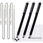 The Friendly Swede 3 Stück Touchscreen-Eingabestift Stylus mit dünner Spitze 3x Ersatzspitzen 3x Anhängern und 1x Reinigungstuch