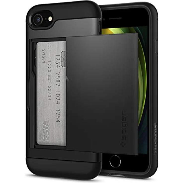 Spigen Slim Armor CS Kompatibel mit iPhone 8-7 Hülle, 2-teilige Kartenfach TPU Schicht + PC Rückschale Schutzhülle Case Schwarz 042CS20455 – Bild 1