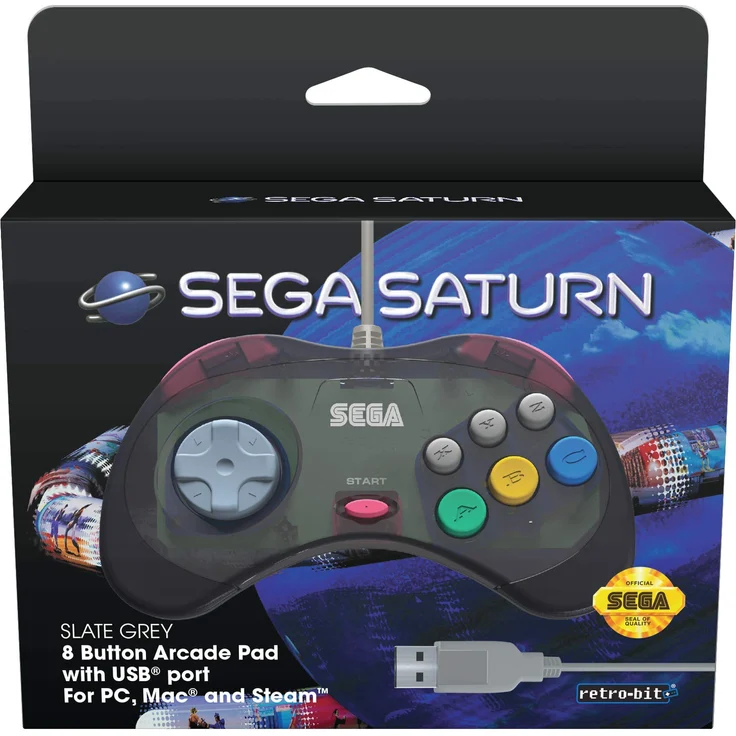 Retro-Bit Official SEGA Saturn Control Pad USB - Slate Grey – Bild 1