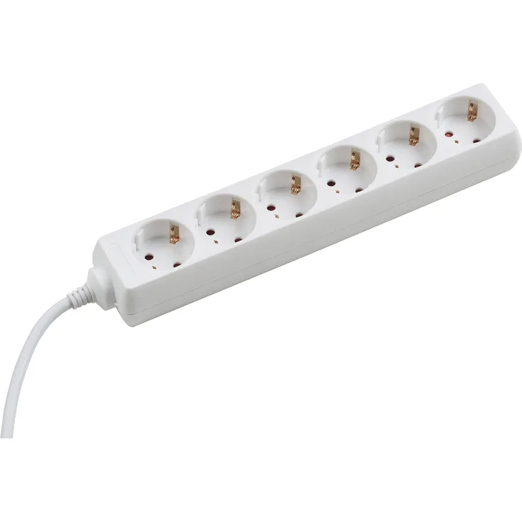 Meister Steckdosenleiste 6-fach - 5 m Kabel - weiß - Kunststoffleitung - IP20 Innenbereich - Steckerleiste - Mehrfachsteckdose - Tischsteckdose - Tido 6-fach - 7430040