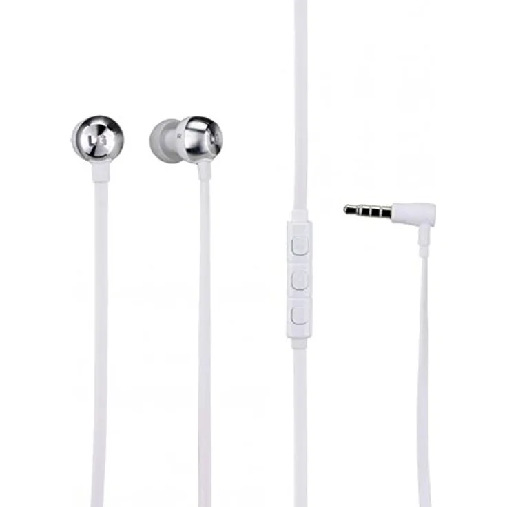 Original LG Headset Quadbeat 2 in Weiss für Spirit InEar In-Ear Kopfhörer Ohrhörer Ohrstöpsel 3,5mm Stecker Stereo Sound LGHW2 Bulk verpackt