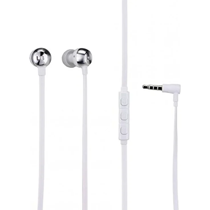 Original LG Headset Quadbeat 2 in Weiss für Spirit InEar In-Ear Kopfhörer Ohrhörer Ohrstöpsel 3,5mm Stecker Stereo Sound LGHW2 Bulk verpackt