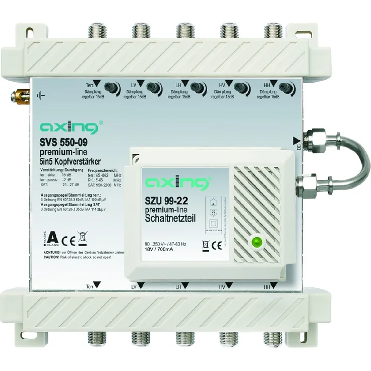Axing SVS 550-09 Kopfverstärker 5-5, für SPU 5x-09-SES5x-09-Systeme, 4 × SAT-1 × terrestrisch