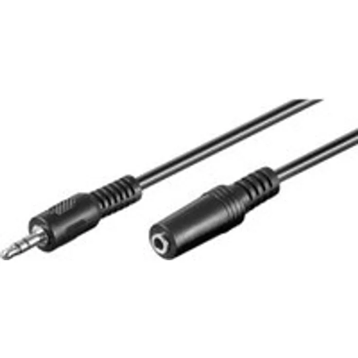 Goobay 50090 Kopfhörer- und Audio Verlängerungskabel AUX, 3-polig, 3,5 mm Klinke 3,5 mm Stecker (3-Pin, stereo) auf Klinke 3,5 mm Buchse (3-Pin, stereo), Schwarz, 5 Meter