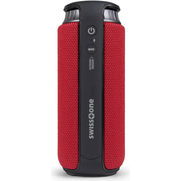 swisstone BX 500 Bluetooth Lautsprecher (Spritzwassergeschützt nach IPX4, Freisprechfunktion, X-Bass für satten Sound) rot-schwarz