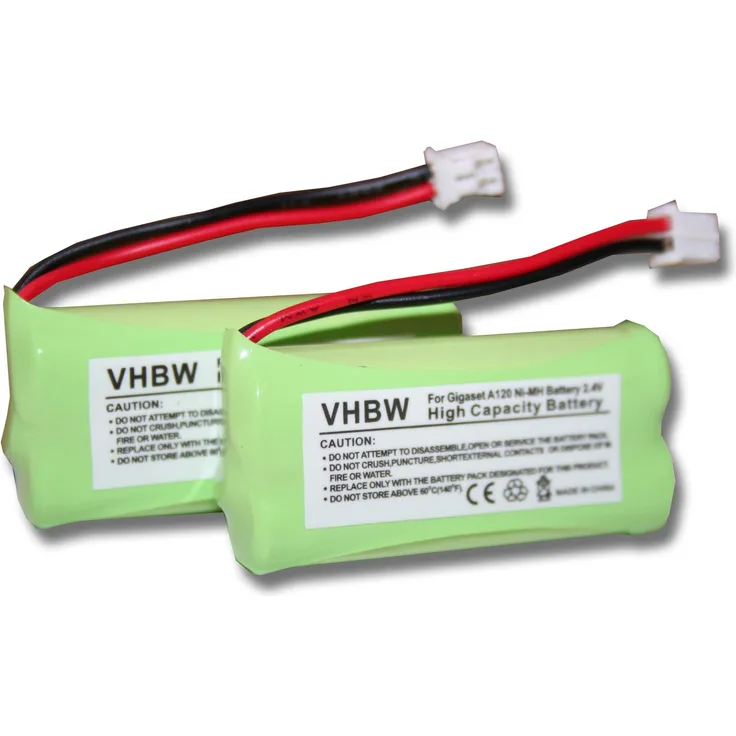 vhbw 2x NiMH Akku Set 700mAh (2.4V) für Telefon, Festnetz Siemens Gigaset A12, A14, A24, A26, A145, A260, AS140, AL4H, Q063, Universum CL15, SL15