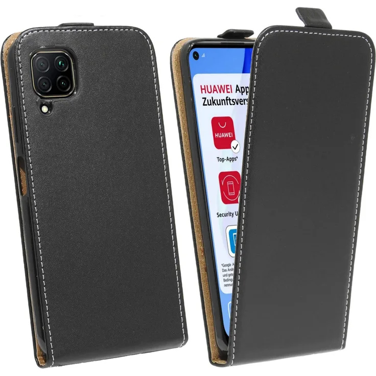 cofi1453 Flip Hülle, geeignet für Huawei P40 lite, Flipstyle-Tasche, schwarz