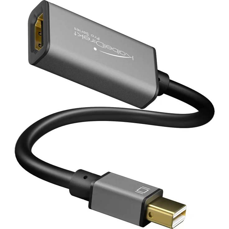 KabelDirekt - Mini DisplayPort (Mini DP) auf HDMI Adapter - 0,15m - (maximale Auflösung 4K-60Hz, 24k vergoldete Kontakte, für PC, iMAC, MacBook Pro, MacBook Air, Space Grey) - PRO Series