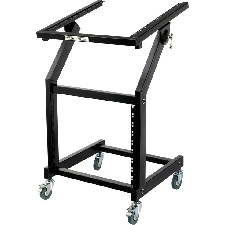 Pronomic MXS-600 mobiler Rack Wagen mit 21 Höheneinheiten und Rollen (Maschinenwagen für 19'' Geräte, 12+9HE, neigbarer Einbaurahmen) Schwarz