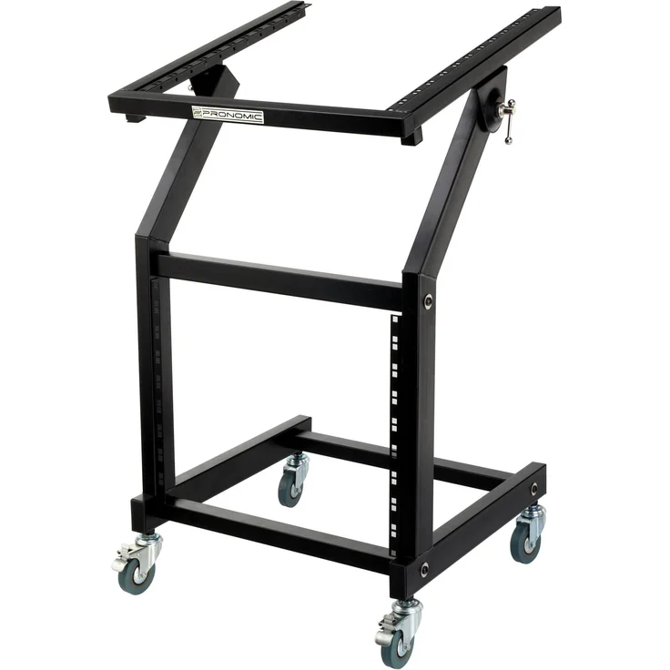 Pronomic MXS-600 mobiler Rack Wagen mit 21 Höheneinheiten und Rollen (Maschinenwagen für 19'' Geräte, 12+9HE, neigbarer Einbaurahmen) Schwarz – Bild 1