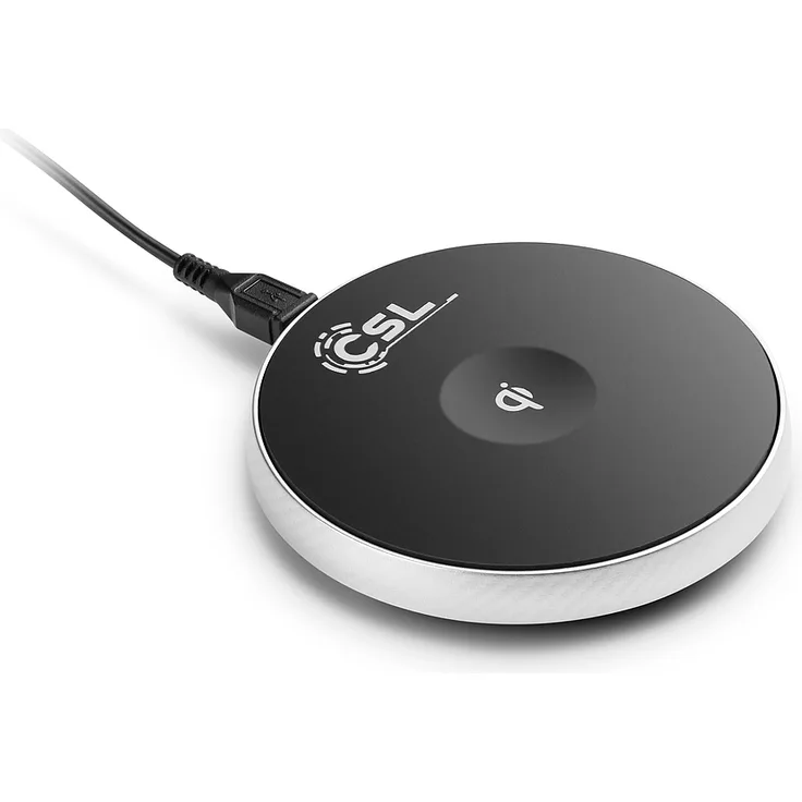 CSL Qi Pad - Wireless Charger, 10W Schnellladefunktion, 6mm Ladedistanz, Überladungs- und Überspannungsschutz, kompatibel mit Apple, Samsung, LG, HTC, Huawei