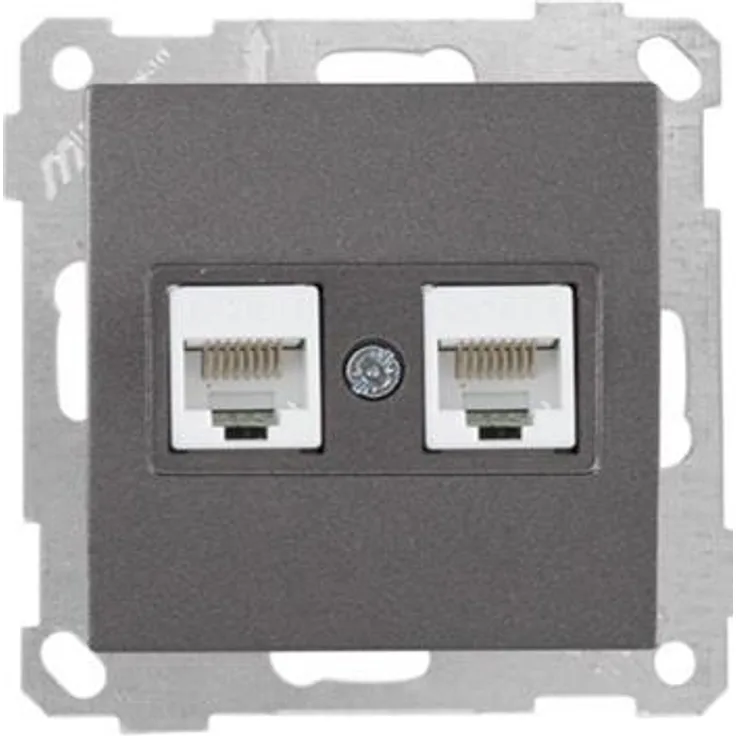 Netzwerk RJ45 CAT5e 2-fach Anthrazit (CANDELA - DARIA Metall Optik)
