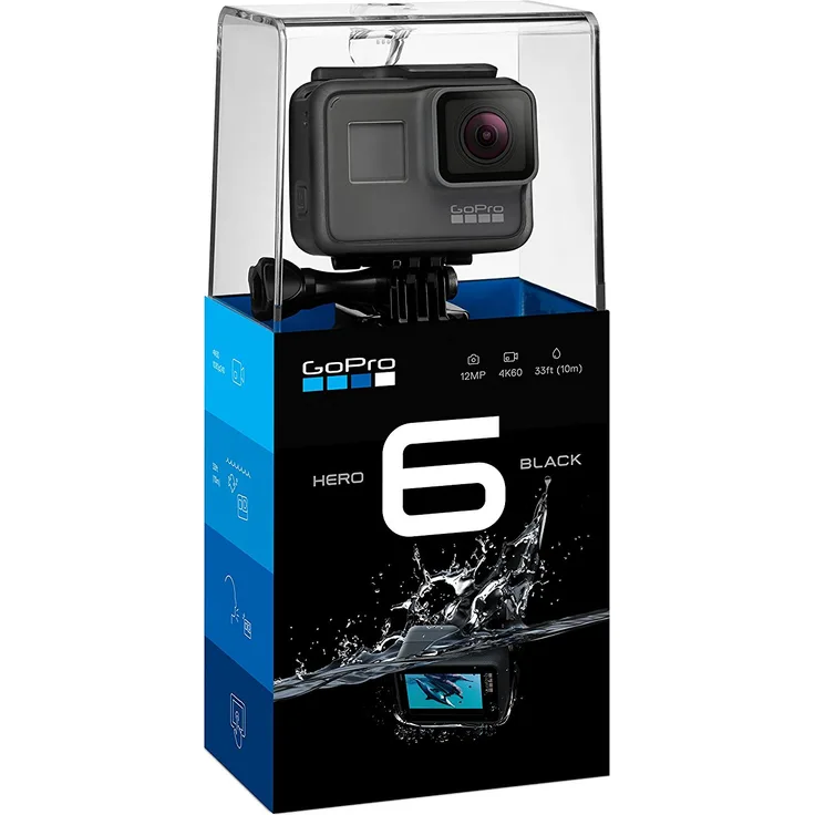 GoPro HERO6 Black - wasserdichte 4K Action-Cam (12 MP-Foto, 4K-Video (60 fps), Bildstabilisator (digital), Slow-Motion-Video, wasserdicht bis 10 m, GPS/WLAN/BT), schwarz - Preisvergleich