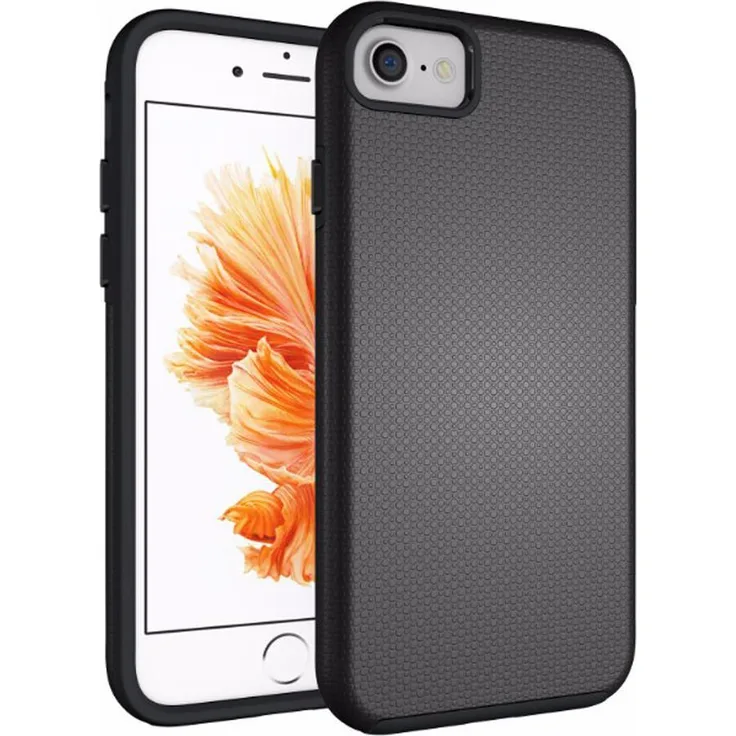 EIGER North Premium Handyhülle für iPhone 8-7 (stoßfestes mattes Gehäuse), (Easy Port Access Design), Strapazierfähiges Etui für Apple in Schwarz