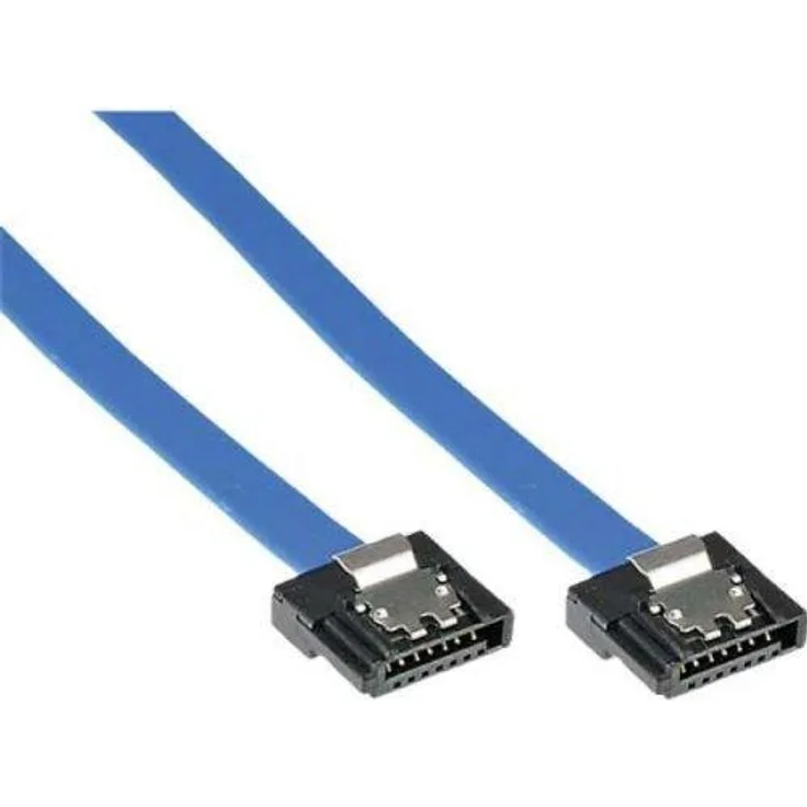 InLine 21227 Kabel SATA III 6 Gb-s, SATA auf SATA, 0.15 m, Low Profile, Schnappverschluss blau