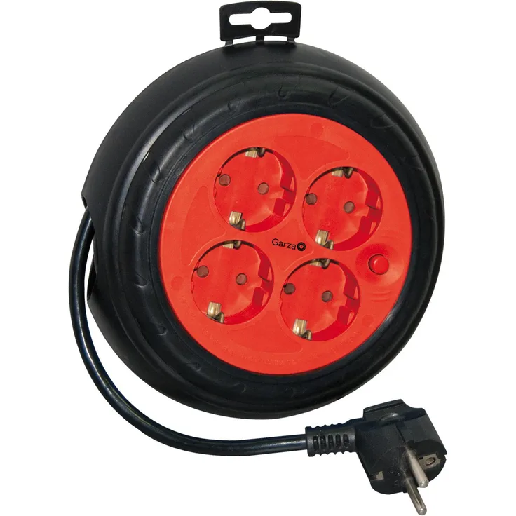 Garza 430016 Kabeltrommel mit 4 Steckdosen (Mini, Haushalt, 3 m)