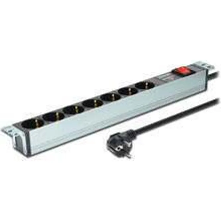 DIGITUS 19'' Steckdosenleiste, 7 Abgriffe, 1HE, 250VAC, 50-60Hz, 16A, 4000W, mit Schalter & Überspannungsschutz