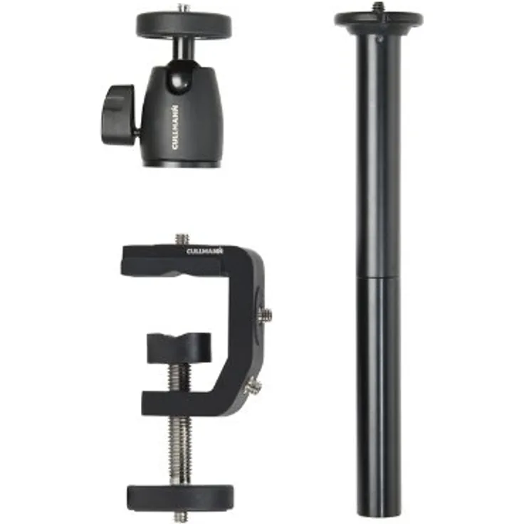 Cullmann Flexx Tabletop Zubehör Set 3-teilig (Kugelkopf, Multiklemme, Verbindungssäule) für Makrofotographie