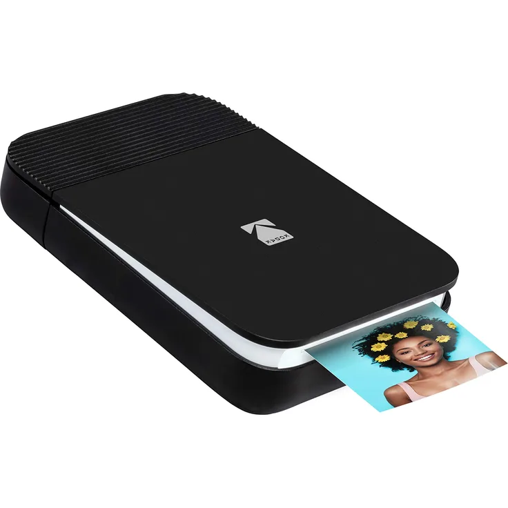 KODAK Smile Fotodrucker für Smartphone (IOS und Android) - Tintenloser Sofortdrucker, Bluetooth, 5 x 7,6 cm Ausdrucke, Integrierter Akku - Schwarz-Weiß