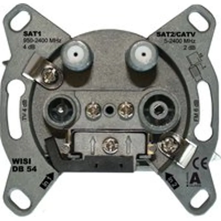 WISI 72147 DB54, SAT Antennendose, 4-Loch Stichdose, Single/Twin, 2/4 dB grau