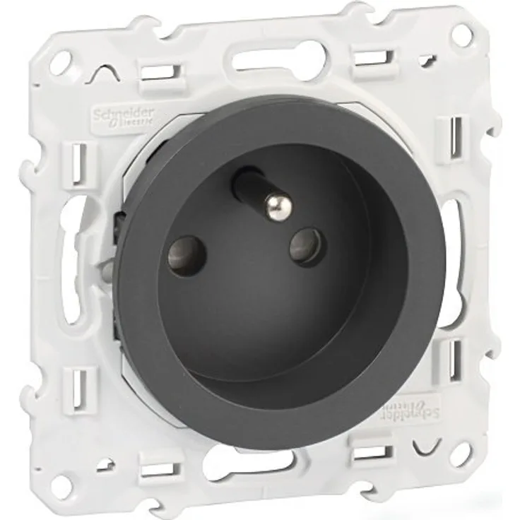 Schneider Electri Steckdose mit Erde 2 P + T mit Stern Odace, schwarz, SC5S54A059