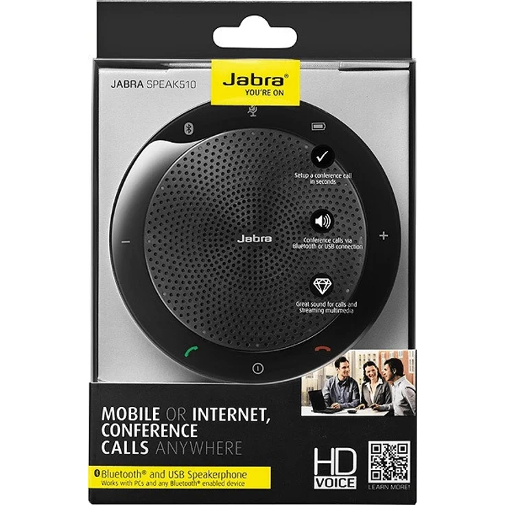 Jabra Speak 510 Konferenzlautsprecher - Microsoft zertifizierter tragbarer Lautsprecher mit USB-Anschluss - für Laptop, Smartphone und Tablet, Konferenzmikrofon, schwarz – Bild 6