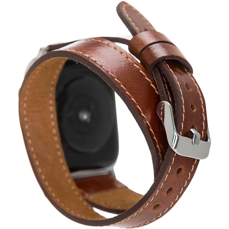 Burkley Apple Watch Leder Armband TWIST in Braun 38-40mm (DT-VA16-RST2EF) + Adapter in Silber