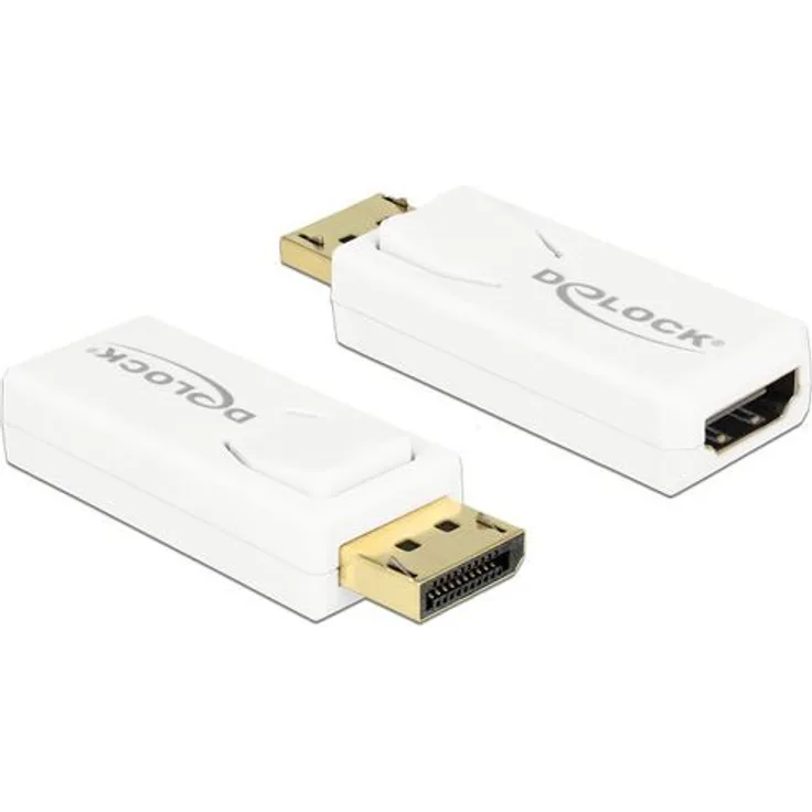 Delock 65580 Adapter Displayport 1.2 Stecker > HDMI Buchse 4K Aktiv, weiß 