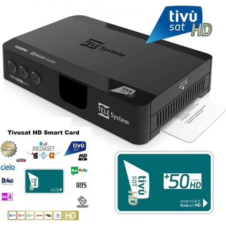 Telesystem TS9018 Full HD HEVC H.265 Smartcard HDMI DVB-S2 Sat Receiver mit Tivusat HD Karte – Bild 2