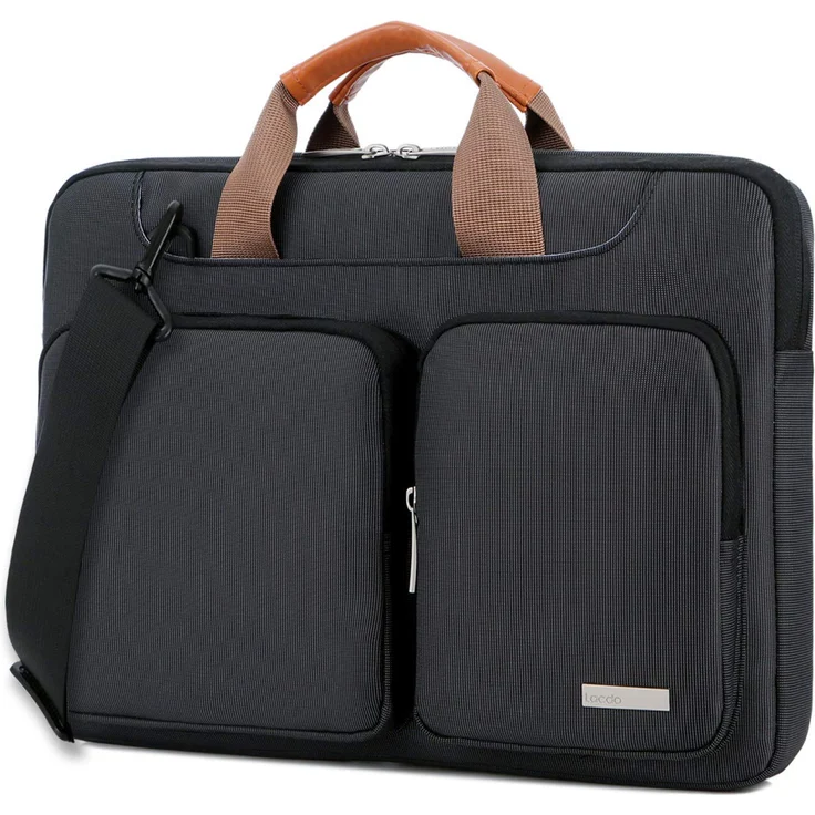 lacdo 27,9-39,6 cm Laptop-Umhängetasche/Aktentasche, wasserdicht Stoff Laptop Sleeve Schutzhülle/Laptop Computer Tragetasche für Apple Macbook Air Pro Ultrabook mehrfarbig Dark Black 14-15 Inch – Bild 1