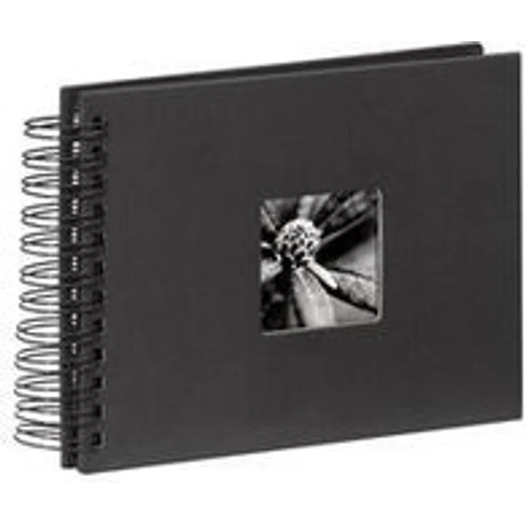 Hama Fotoalbum Spiralalbum, 50 schwarze Seiten, 25 Blatt, Größe 24 x 17 cm, mit Ausschnitt für Bildeinschub, Fotobuch schwarz – Bild 1