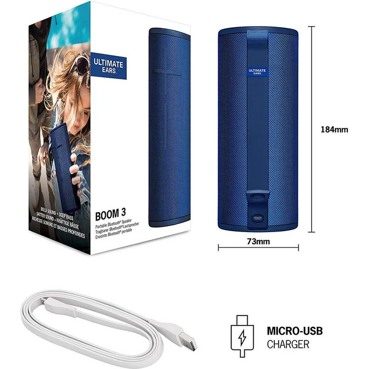 Ultimate Ears Boom 3 Bluetooth-Lautsprecher mit Radio, Webradio, wasserdicht, Blau – Bild 3