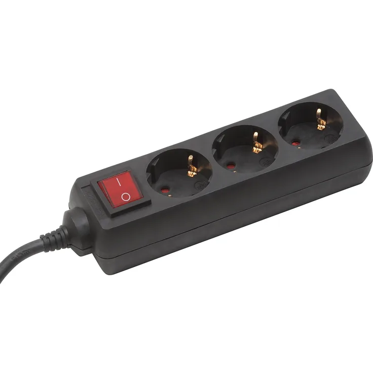 Meister Steckdosenleiste 3-fach - 1,4 m Kabel - schwarz - Kunststoffleitung - IP20 Innenbereich - Schalter - Steckerleiste - Mehrfachsteckdose - Tischsteckdose - Tido 3-fach - 7430120