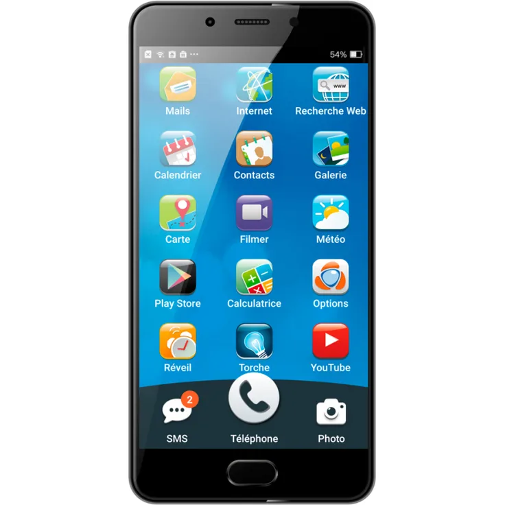 Ordissimo Smartphone 32 GB, 14 cm (5,5 Zoll) FHD, 4G, Octa-Core, Finerabdrucksensor, Dual Nano-SIM, Android 7, Silber grau, ART0343