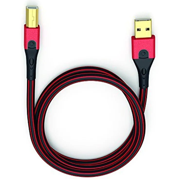 Oehlbach D1C9425 USB-Evolution B 750 (hochwertiges 2.0 USB-A auf 2.0 USB-B Daten und Audiokabel) 7,50m schwarz/rot