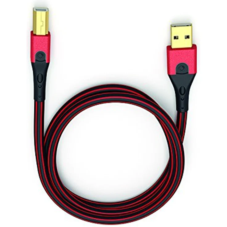 Oehlbach D1C9425 USB-Evolution B 750 (hochwertiges 2.0 USB-A auf 2.0 USB-B Daten und Audiokabel) 7,50m schwarz/rot