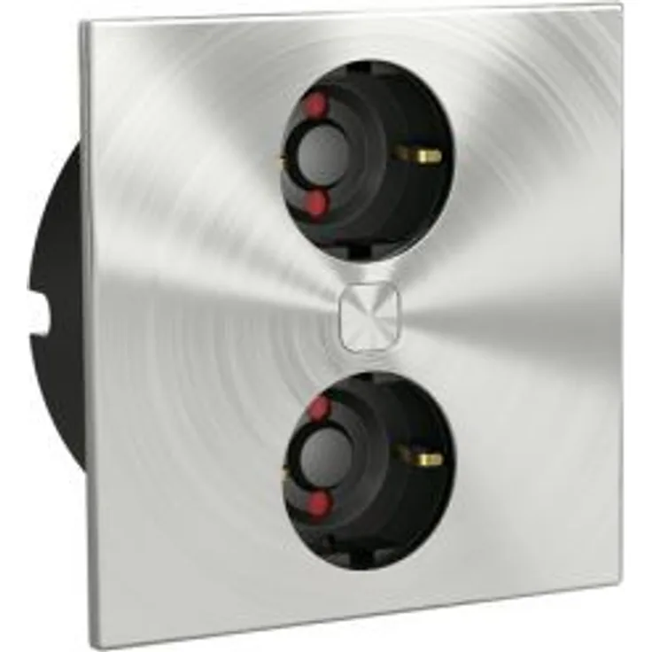 Duplex E Doppelsteckdose aus Edelstahl für den Einbau in eine Arbeitsplatte / Mehrfachsteckdose / Steckdosenverteiler