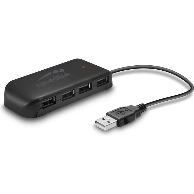 Speedlink SNAPPY EVO USB Hub - Aktiver 7-Port Hub mit USB 2.0 Anschluss für PC-Notebook-Laptop, schwarz