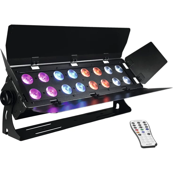 Eurolite Stage Panel 16 HCL LED | Lichteffektleiste mit RGBAW+UV-Farbmischung, mit 5-pol-QuickDMX-Buchse | Bequeme Fernsteuerung per mitgelieferter IR-Fernbedienung EUROLITE IR-7 oder DMX